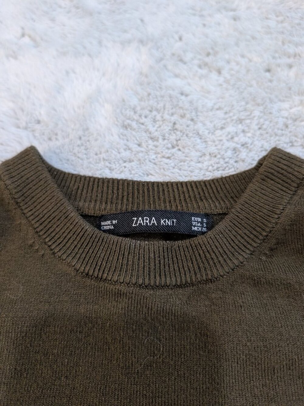 Olive Zara Knit Crew Neck Sweater
